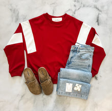 Load image into Gallery viewer, Evie Red Varsity Sweatshirt