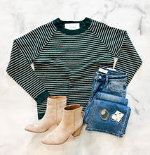 Load image into Gallery viewer, Willow Forest Green Striped Sweater