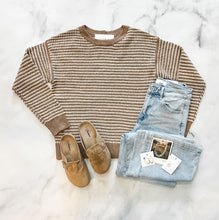 Load image into Gallery viewer, Oakleigh Light Mocha Striped Sweater