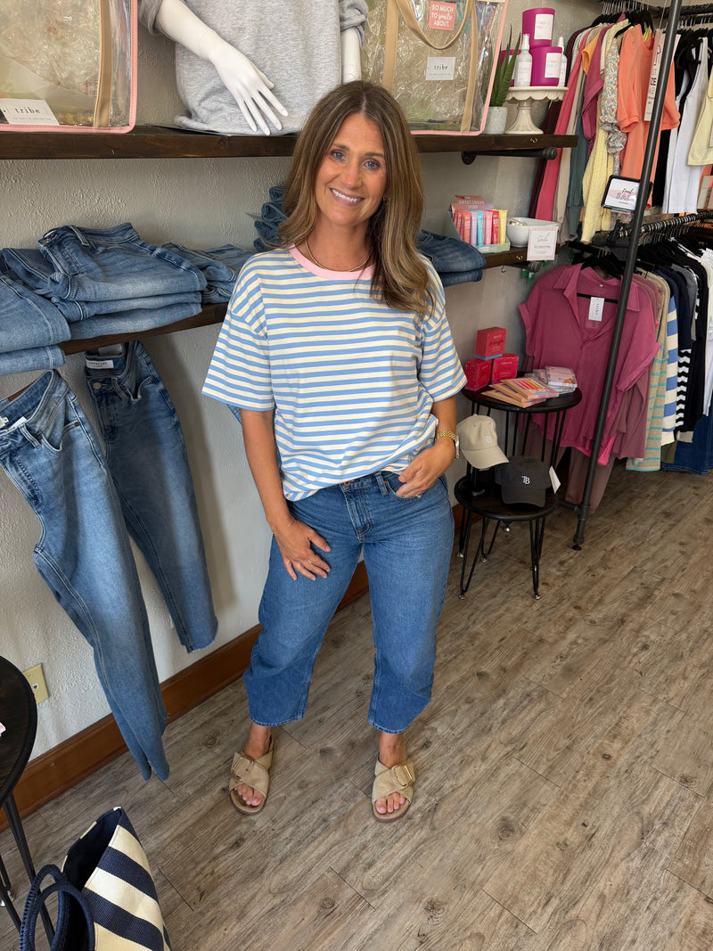 Mel Contrast Striped Loose Fit Tee