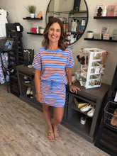 Load image into Gallery viewer, Shanda Stripe Short Sleeve Skirt Set