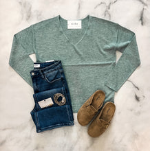 Load image into Gallery viewer, Blayke V-Neck Sage Sweater