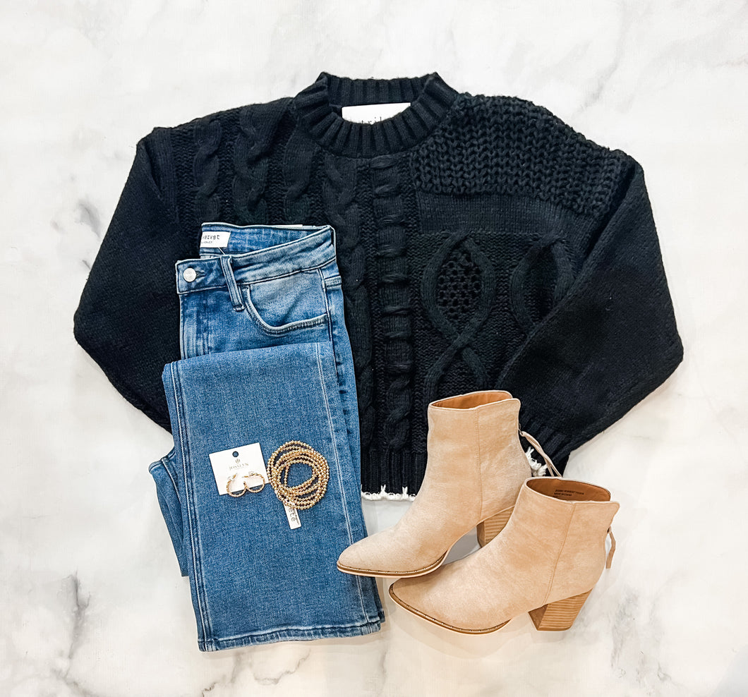 Olivia Cable Knit Stitch Detail Sweater