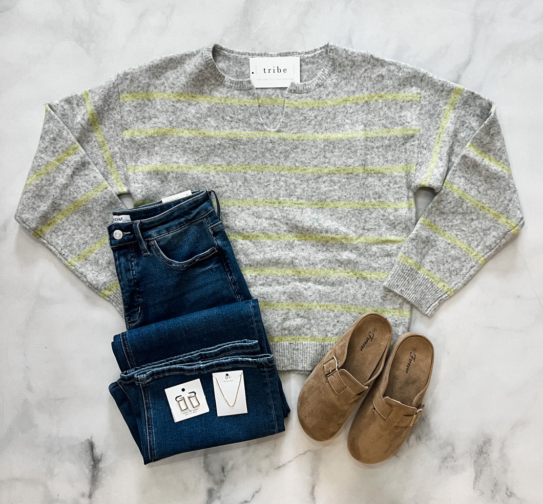 Aubrey Grey/Lime Sweater