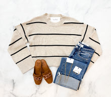 Load image into Gallery viewer, Jenna Oat/Black Striped Sweater