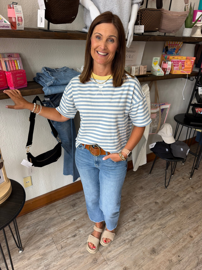 Natalie Striped Colorblock Knit T-Shirt