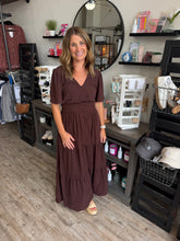 Load image into Gallery viewer, Carey Dark Brown Ruffle Dress