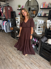 Load image into Gallery viewer, Carey Dark Brown Ruffle Dress