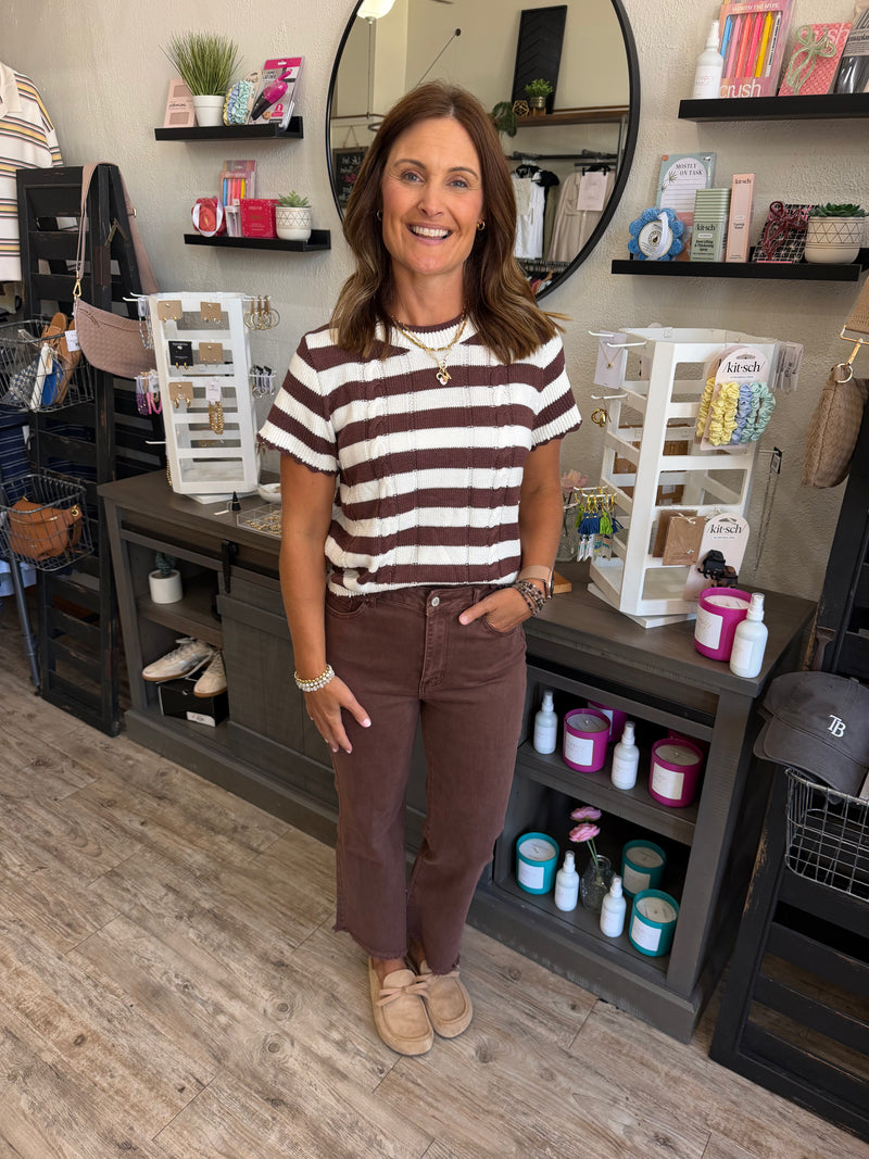 Kourtney Striped Ribbed Top