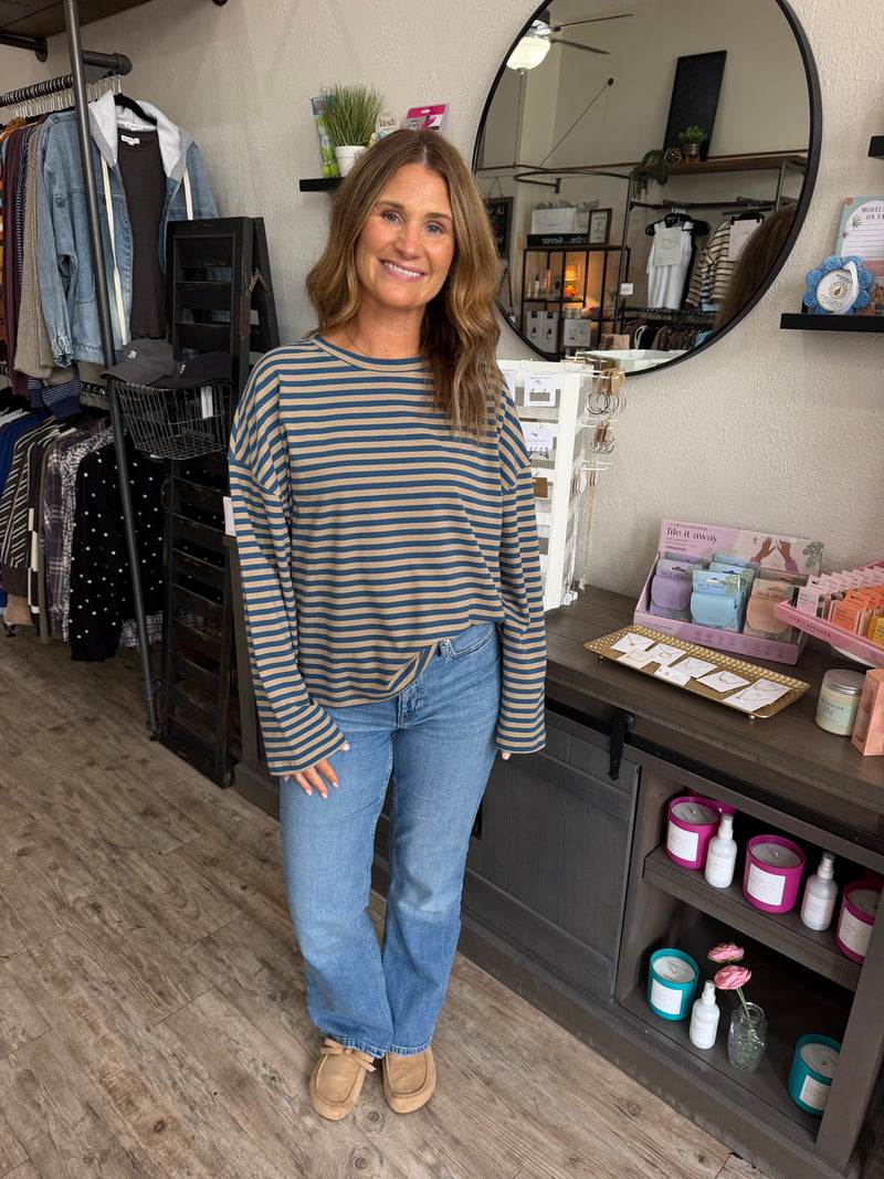 Jenni Oversized Stripe Long Sleeve Tee