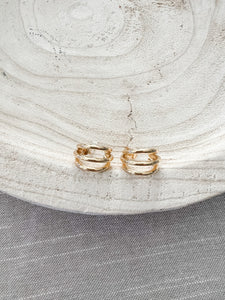 Ruth 3 Strand Gold Hoop Earring