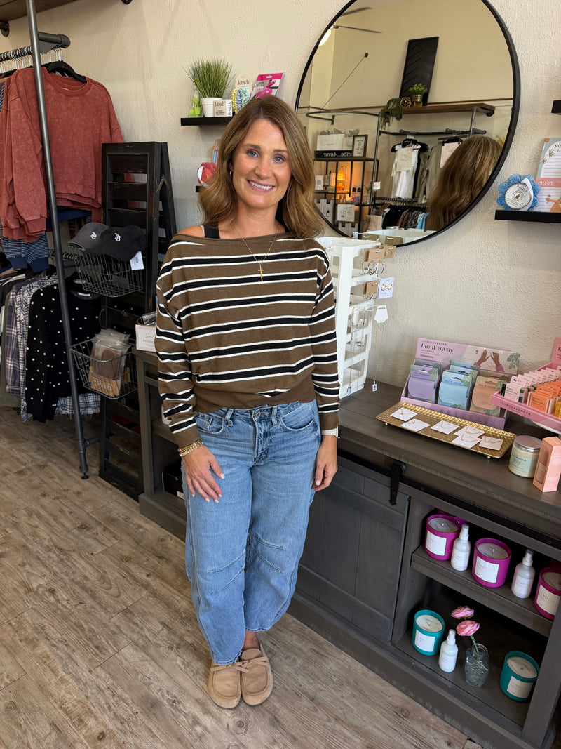 Mia Striped Boatneck Sweater