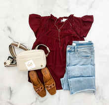 Load image into Gallery viewer, Emilia Lace Trim Ruffle Top