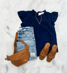 Emilia Lace Trim Ruffle Top
