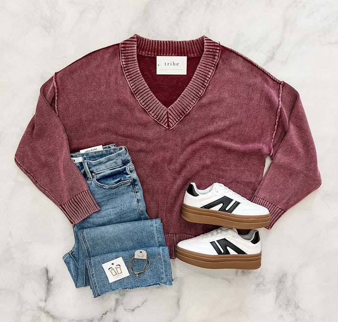 Emme Burgundy Oversized Sweater