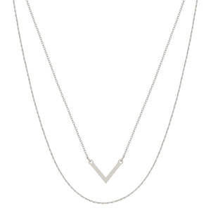 Elaine Double Layer Matte V Shape Necklace