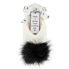 Load image into Gallery viewer, Bella Ivory/Black Plush Slippers