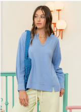 Load image into Gallery viewer, Camilla Blue Curvy Rib Knit Top
