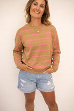 Load image into Gallery viewer, Ruby Mocha &amp; Pink Striped Sweater