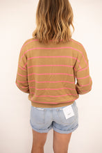 Load image into Gallery viewer, Ruby Mocha &amp; Pink Striped Sweater