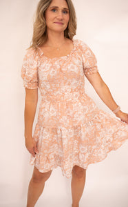 Emilia Coral Ruffle Dress