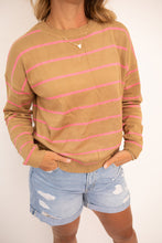 Load image into Gallery viewer, Ruby Mocha &amp; Pink Striped Sweater