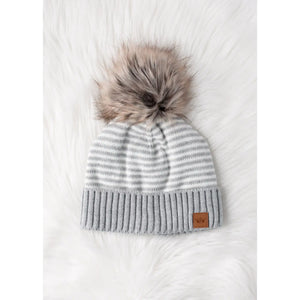 Emely Striped Pom Hat