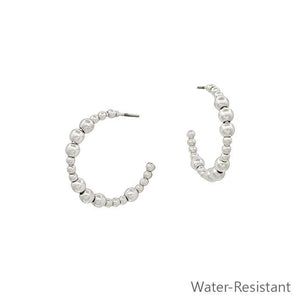 Liz Silver Beaded Hoop Earring