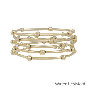 Zoey Set of 5 Gold Beaded Stretch Bracelets