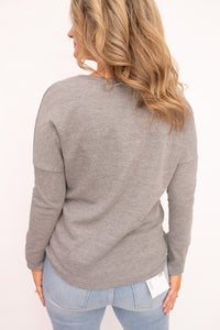 Amber Grey Waffle Knit Henley Top
