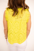 Load image into Gallery viewer, Leslie Lime Yellow Eyelet Lace Top