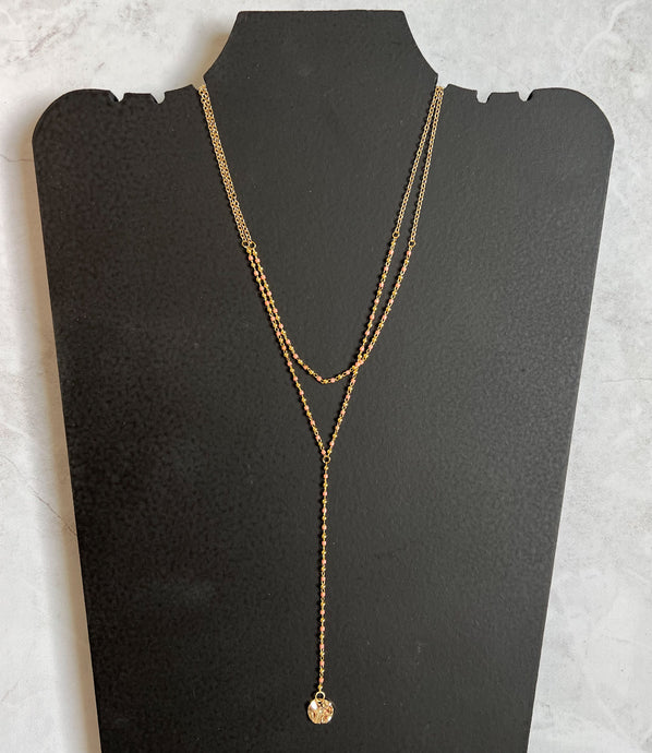Double Strand Layered Lariat Necklace