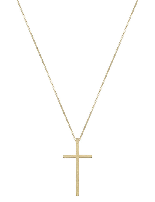 Luna Matte Gold Cross Pendant Short Necklace