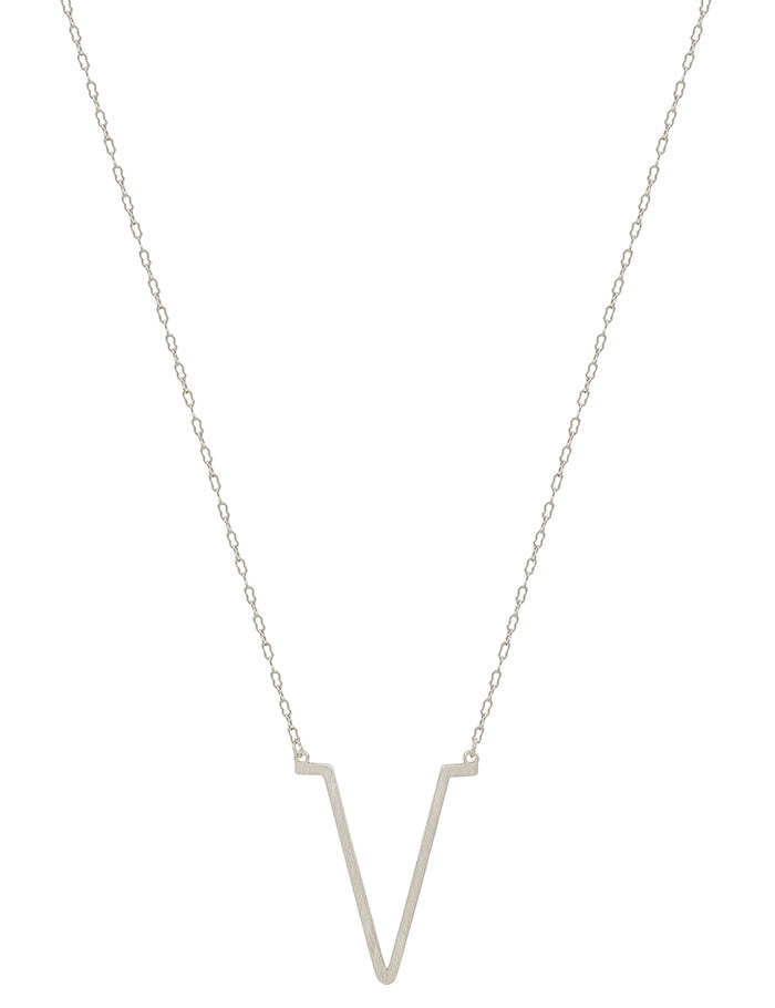 Matte Silver V-Shape Short Necklace