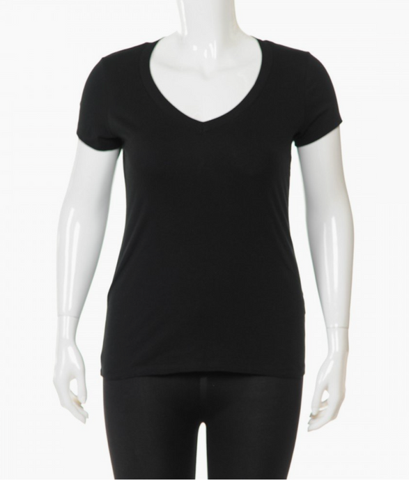 Victoria Curvy V-Neck Short Sleeve Tee