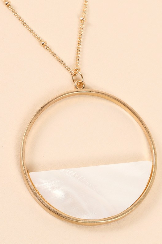 Semi Circle Pendant Long Necklace