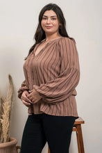 Load image into Gallery viewer, Patsy Curvy Striped Peasant Top