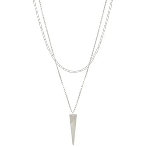 Lin Silver Layer Chain with Triangle Necklace