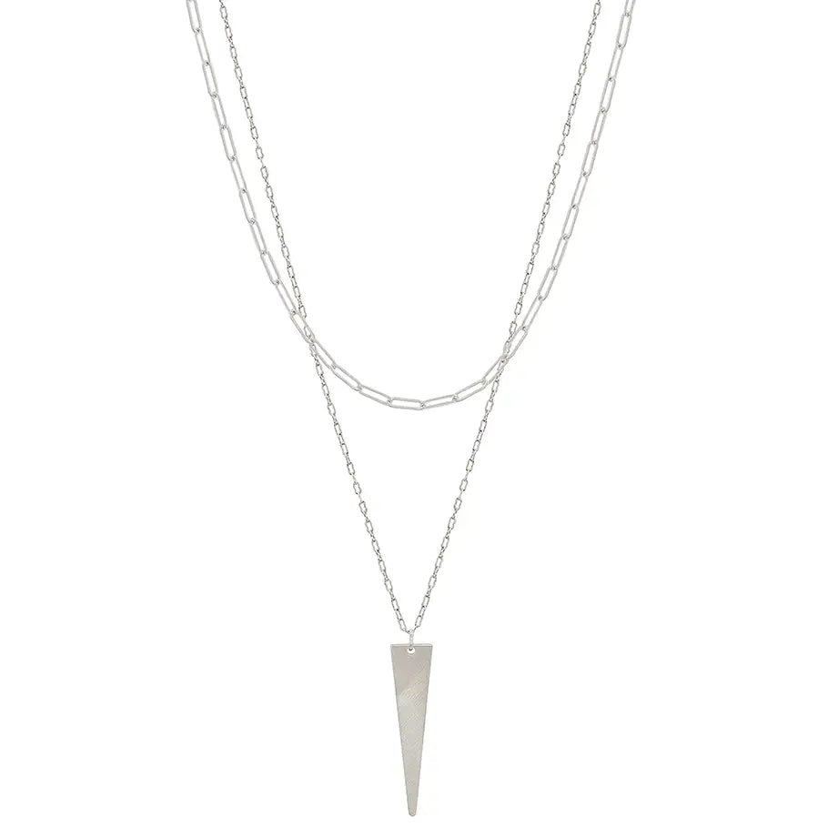 Lin Silver Layer Chain with Triangle Necklace