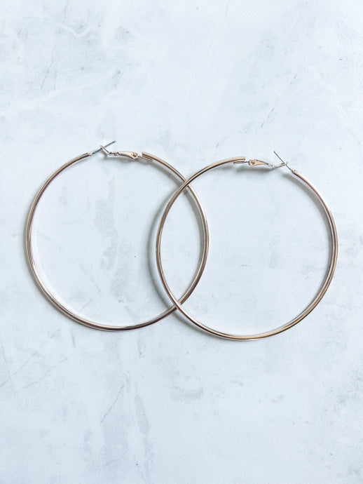 Large Rose Gold Hoop Earrings