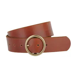 Curvy Wide Brass Toned Ring Buckle Belt